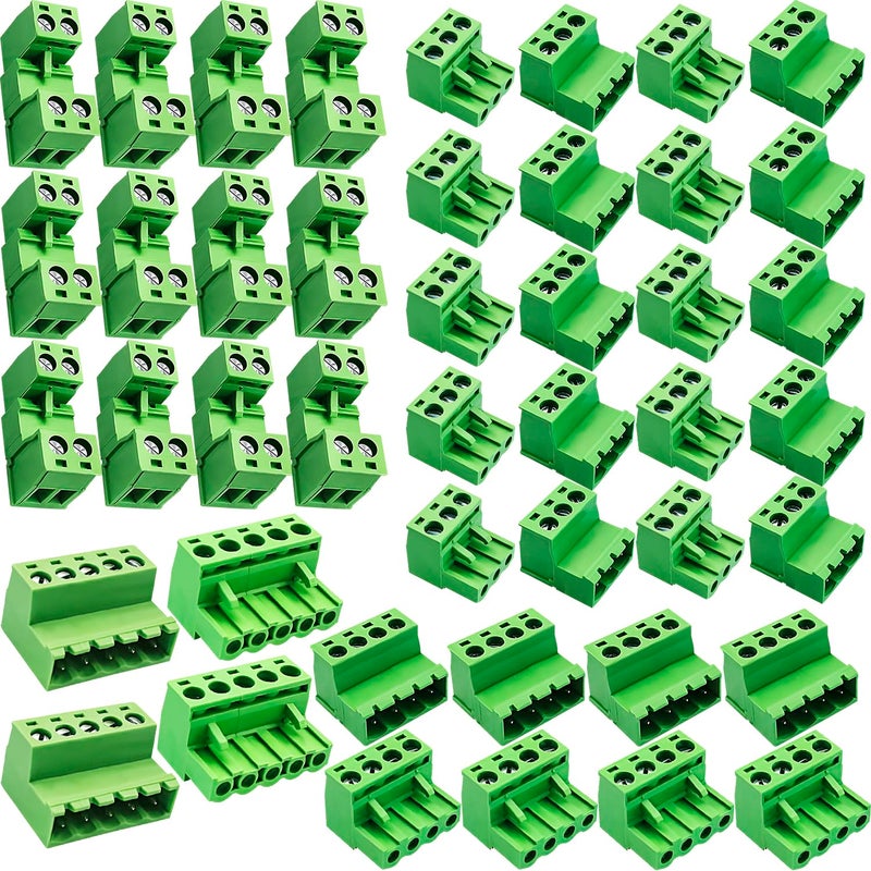 DaFuRui 28 Pairs 5.08mm Pitch PCB Mount Screw Phoenix Type Connector PCB Mount Screw Terminal Block Connector(12 Pairs 2PIN/10 Pairs 3PIN/4 Pairs 4PIN/2 Pairs 5PIN) - Image 1